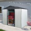 8Ft X 4Ft Outdoor Metal Storage Shed With Sliding Door And Foundation For Backyard, Patio, Lawn - White / Black - Image 5