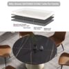 53.15" Modern Artificial Stone Round Carbon Steel Base Dining Table, Can Accommodate 6 People - Black / White - Image 6