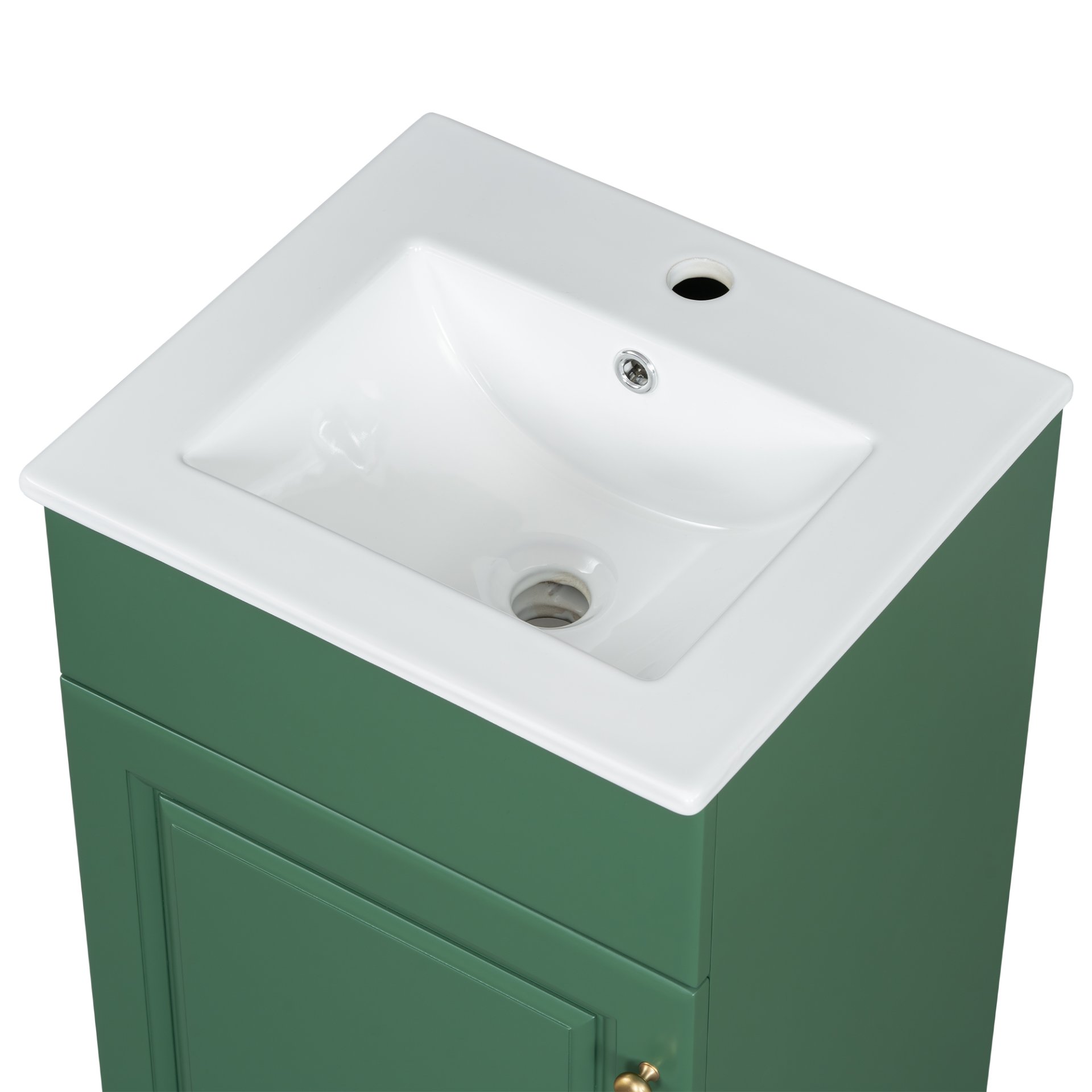 18" Bathroom Vanity With Sink, & Ceramic Cabinet With Adjustable Shelf - Green - Image 21