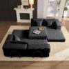 Oversized Upholstered Sectional Sofa Couch Set, Modular L Shaped Floor Sofa Set With 6 Pillows For Living Rooms - Black - Image 7