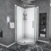 Semi Frameless Neo Angle Hinged Shower Enclosure With Clear Tempered Glass - Brushed Nickel - Image 2