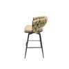 Technical Leather Woven Bar Stool (Set of 2), 360 Swivel Bar Stools With Back And Footrest - Light Brown - Image 9