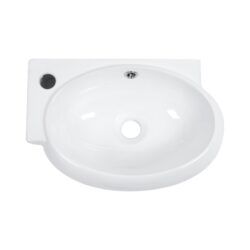 Rectangle Wall Mount Bathroom Sink & Single Faucet Hole - White