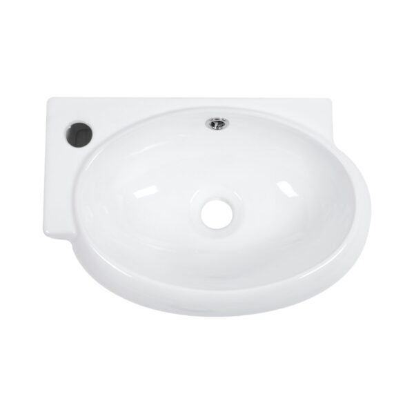 Rectangle Wall Mount Bathroom Sink & Single Faucet Hole - White