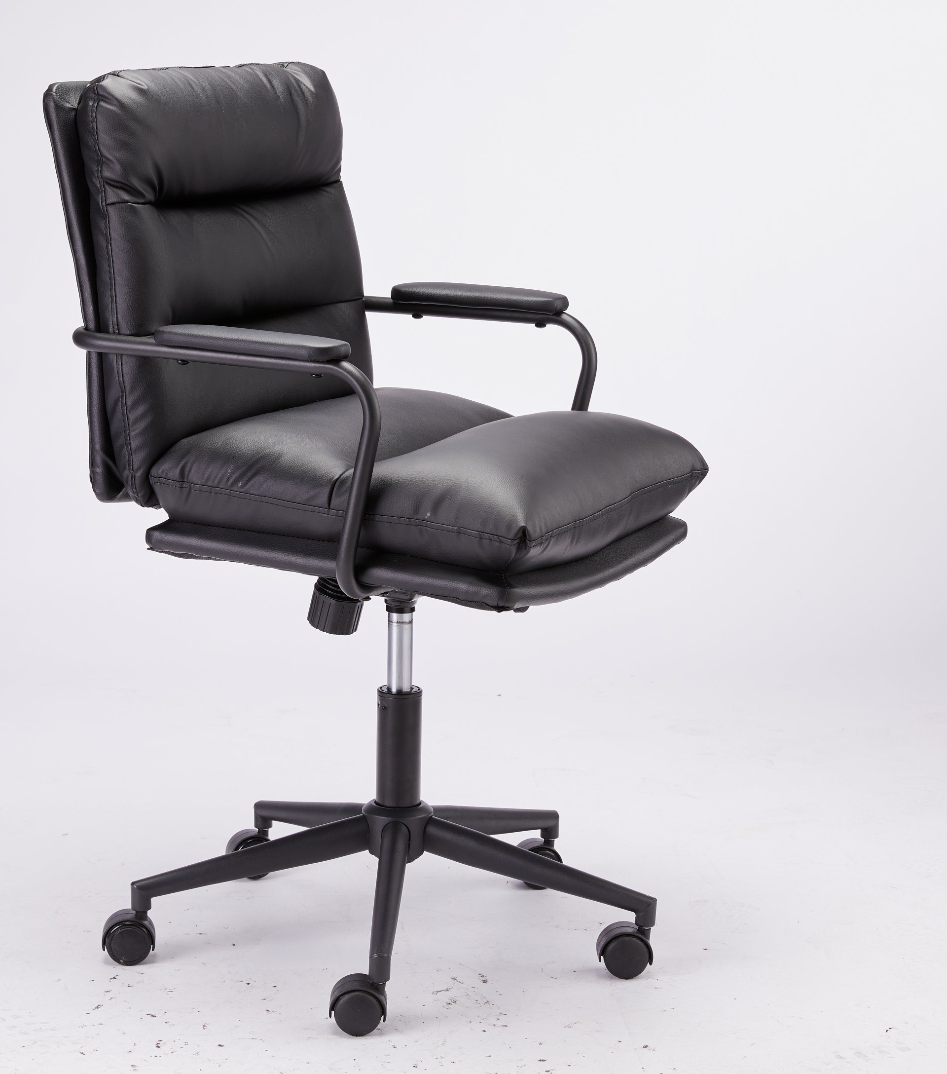 Office Chair Mid Back Desk Chair Modern Excutive Office Chair With Arms And Wheels For Home Office - Black - Image 3
