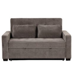 Upholstered Sleeper Bed Sofa With Dual USB Charging, Adjustable Backrest - Brown Gray