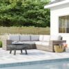 Wide Outdoor Wicker Patio Sectional With Cushions & Reversible Design - Gray - Image 2