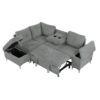 Versatile L Shaped Sofa Bed With Storage, Cup Holders, USB Ports Chenille - Gray - Image 18