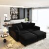4 Seat Sofa, Deep Seat Couches With Soft Pillows And 2 Ottomans, Convertible Sofa Lounge Chair, For Living Room - Black - Image 10