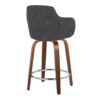Boyne - Contemporary Fixed Height Counter Stool With Swivel With Round Footrest (Set of 2) - Walnut / Dark Gray - Image 4