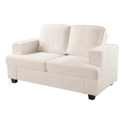 Modern Loveseat, Comfortable 2 Seater Couch With Deep Seating, Loose Back Cushions, Wide Arms - Ivory