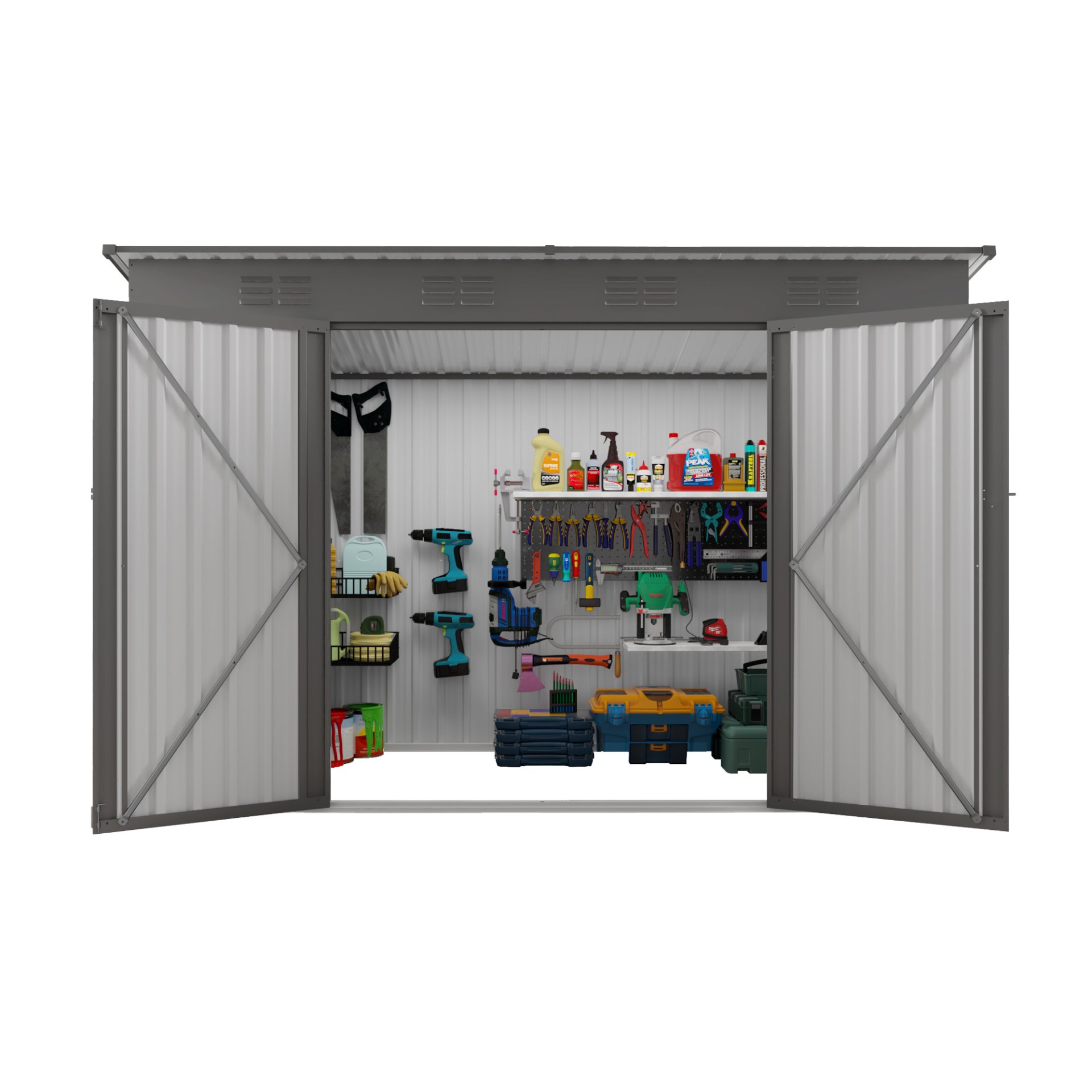 Outdoor Storage Shed 4 X 9 Ft With Sloping Roof And Vents For Garden And Patio - Gray - Image 15