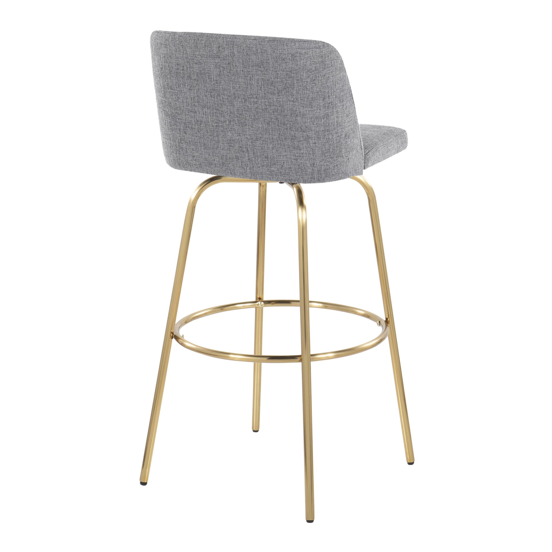 Toriano - Contemporary Fixed Height Barstool With Swivel And Round Footrest (Set of 2) - Gray / Gold - Image 4