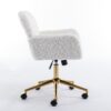 Office Chair, Artificial Rabbit Hair Home Office Chair With Golden Metal Base, Adjustable Desk Chair Swivel Office Chair, Vanity Chair - Beige - Image 6