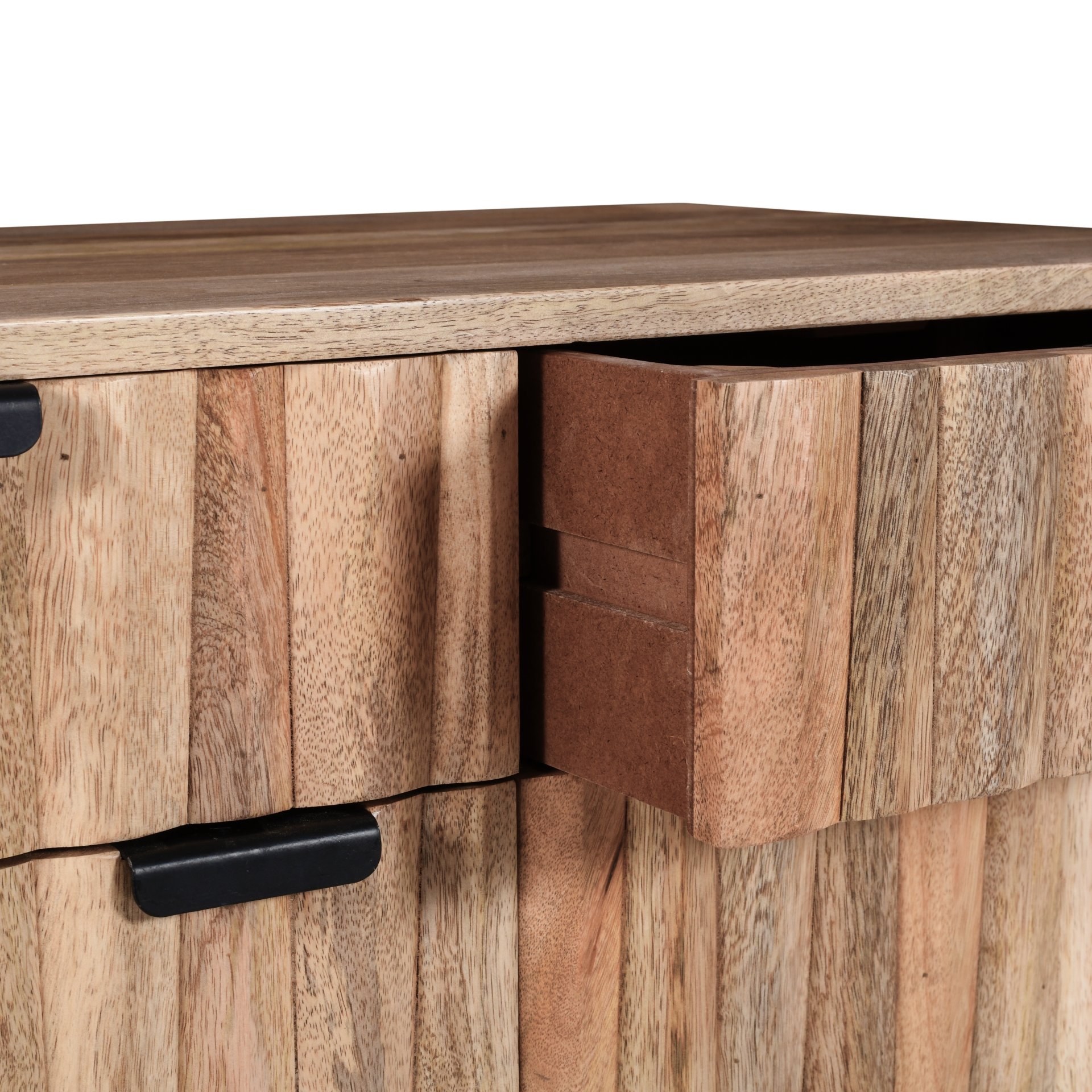 Stylish Style 2 Drawer 2 Door Cabinet, Mango Wood - Natural - Image 11