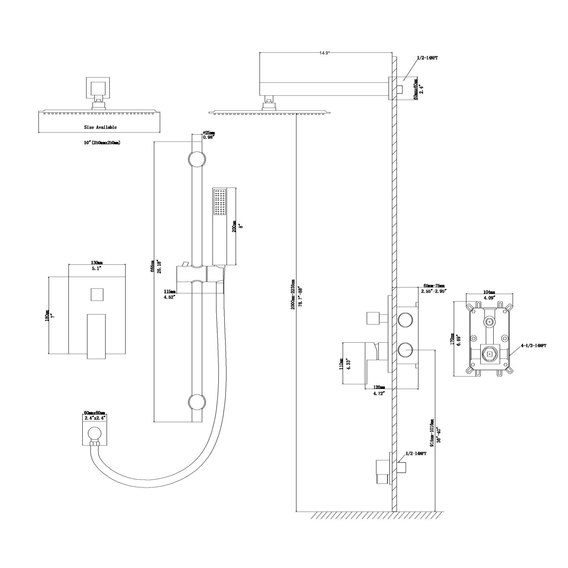Modern Shower System With Adjustable Slide Bar, Stainless Steel And Brass Construction - Brushed Nickel - Image 3