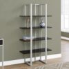 Bookshelf, Bookcase, Etagere, 4 Tier For Office, Contemporary & Modern - Espresso - Image 4