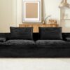 Nimbus - Oversized Full Foam 4 Seater Couch For Living Room Upholstered In Soft Corduroy, Wide Armrests - Black - Image 7