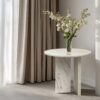 Natural Marble Coffee Table, Snow Mountain, Semi Polished Surface - White - Image 2