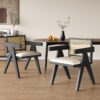 Chandigarh - Farmhouse Style Cane Upholstered Dining Chairs (Set of 2) - Black / Natural - Image 2