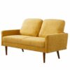 Loveseat Sofa, European Style With Sleek Design, Modern & Vintage Flair, Upholstered 2 Seater Couch - Mustard Yellow - Image 3