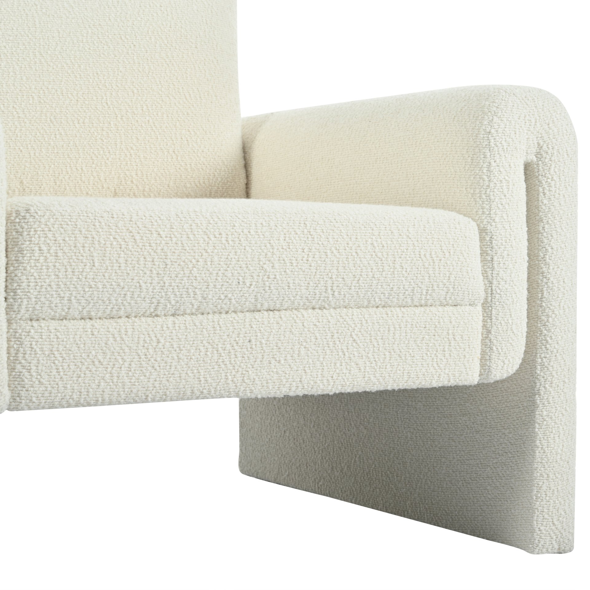 Modern Boucle Upholstered Accent Chair Luxurious Comfort & Sturdy Support, Solid Wood Frame - Ivory - Image 15