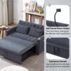 Convertible Sofa Bed Loveseat Sofa With Three USB Ports, Two Side Pockets, Two Cup Holders And 360° swivel Phone Holder For Living Room - Blue Gray - Image 6