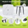 Modern Outdoor Bar Table, Rounded Square Sintered Stone Top With Umbrella Hole, Rust Free Frame, Weatherproof - Ember Black / White - Image 6