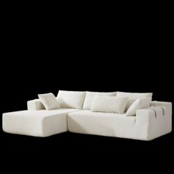 Modern Chenille Upholstered Sectional Sofa Couch Set, Modular L Shaped Sectional Living Room Sofa Set With 6 Pillows, Free Combination - Beige