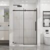 Frameless 48" X 72" Sliding Shower Door, Tempered Glass - Matte Black - Image 7