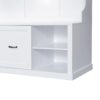 Hall Tree With 6 Hooks, Coat Hanger, Entryway Bench, 3 In 1 Design, A Spacious Drawer For Entrance, Living Room - White - Image 16