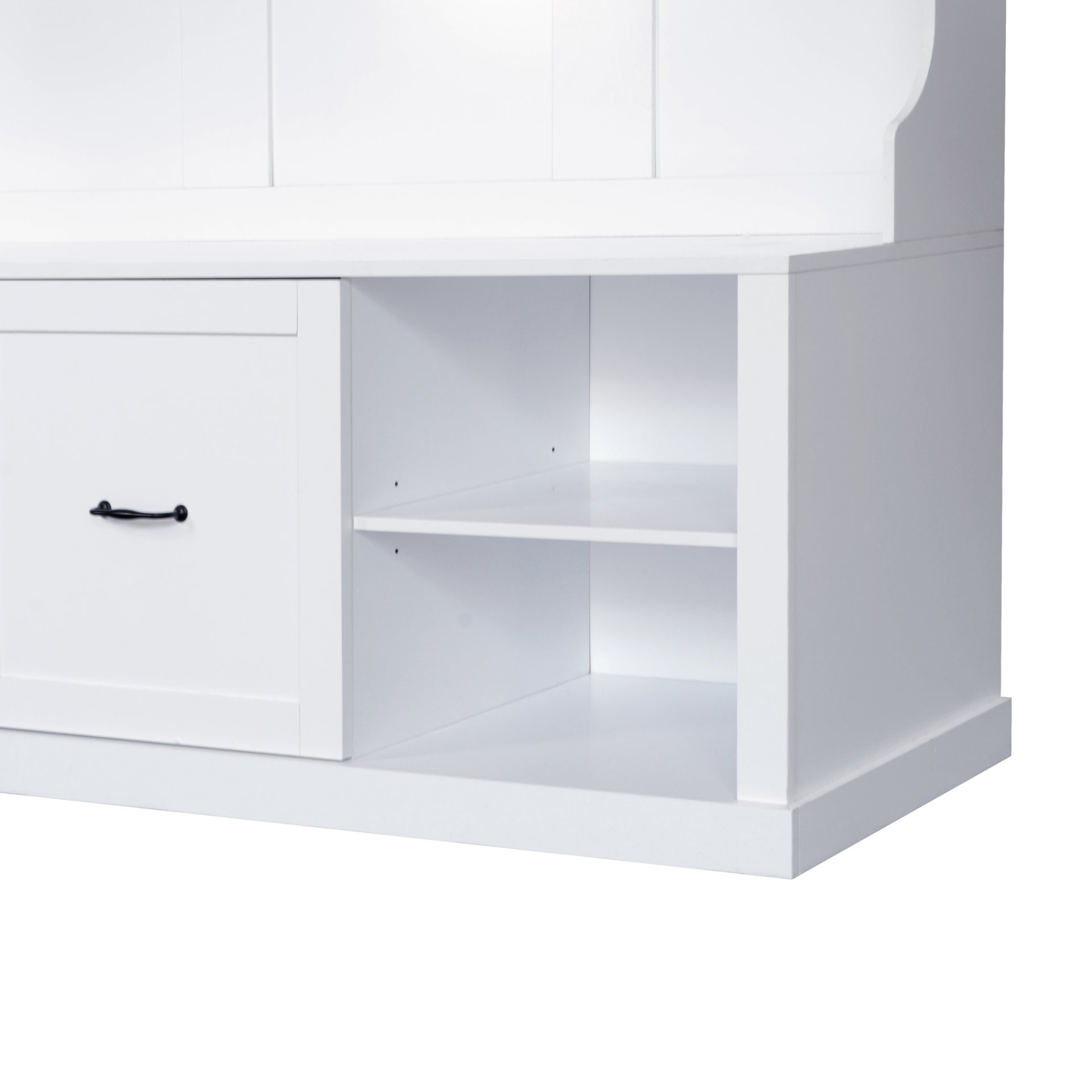 Hall Tree With 6 Hooks, Coat Hanger, Entryway Bench, 3 In 1 Design, A Spacious Drawer For Entrance, Living Room - White - Image 16