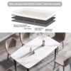 63" Modern Artificial Stone White Curved Black Metal Leg Dining Table, 6 People - White - Image 10