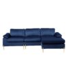 Shannon - Velvet Sectional Sofa With Chaise - Blue - Image 8