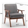Accent Chair, Classic Mid Century Modern For Extra Seating - Gray - Image 6