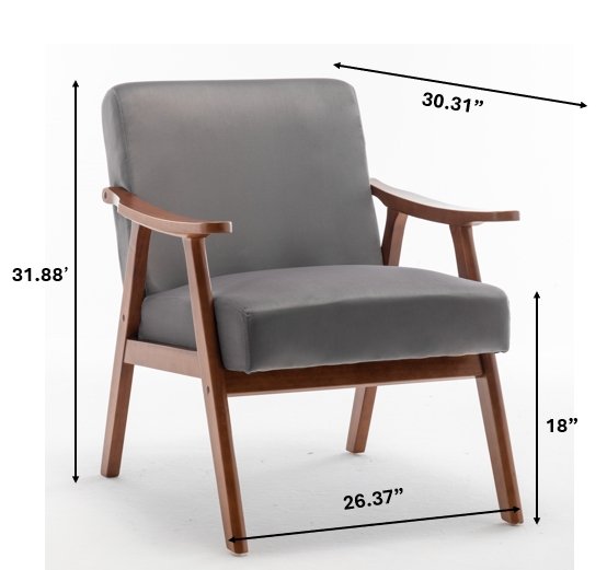 Accent Chair, Classic Mid Century Modern For Extra Seating - Gray - Image 6