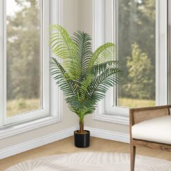 47" Tall, Artificial Plant, Palm Tree, Indoor, Faux, Fake, Floor, Greenery, Potted, Real Touch, Decorative - Green / Black