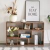 Minimalist Cube TV Stand With Adjustable Open Storage Shelves - Acacia Wood - Image 4
