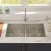 36" X 19" Double Bowl Undermount Sink With 2 10" Deep Basins - Brushed Nickel - Image 3