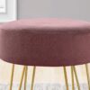 Ottoman, Pouf, Footrest, Foot Stool, Round Metal Legs, Contemporary, Modern - Pink / Gold - Image 2