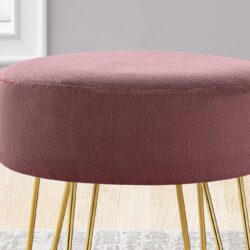 Ottoman, Pouf, Footrest, Foot Stool, Round Metal Legs, Contemporary, Modern - Pink / Gold