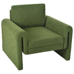 Modern Boucle Upholstered Accent Chair Sturdy Support & Luxurious Comfort Solid, Manufactured Wood - Green