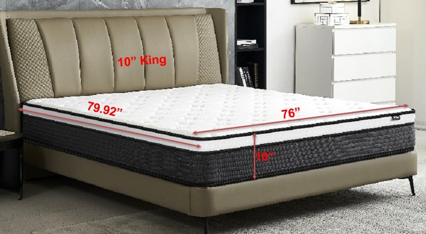 10" King Hybrid Mattress A Box, Pillow Top Bed Cushion With Breathable And Hypoallergenic Design, Medium Firm For Lumbar Support - White / Gray - Image 7