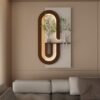 Adjustable LED Sandstone Wall Decor With Simulated Plants 3D Art Sculpture, Glass Vase & Rabbit Statue, Remote Control - Light Coffee - Image 10