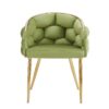 Luxury Handmade Accent Chair (Set of 2) With Gold Legs, Modern Green Velvet Armchair For Living Room And Bedroom - Green - Image 6