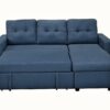 Convertible L Shaped Sectional Sleeper Sofa Bed, Saving Pull Out Couch - Blue - Image 6