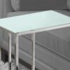 C-Shaped Accent Table Tempered Glass For Living Room - Chrome - Image 2