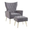 Modern Accent Chair With Ottoman, Comfy Armchair For Living Room, Bedroom, Apartment, Office - Gray - Image 15