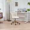Office Desk Chair, Upholstered Home Office Desk Chairs With Adjustable Swivel Wheels, Ergonomic Office Chair For Living Room, Bedroom, Office, Vanity Study - Beige - Image 14