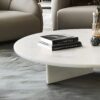 Snow Mountain Marble Coffee Table, Living Room Table, Unique Stone Design - White / Natural - Image 6